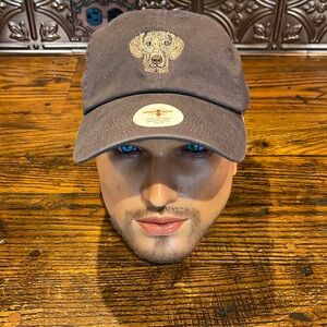 Lot of two embroidered Weimaraner hats.